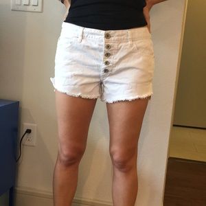 Free people, white denim shorts